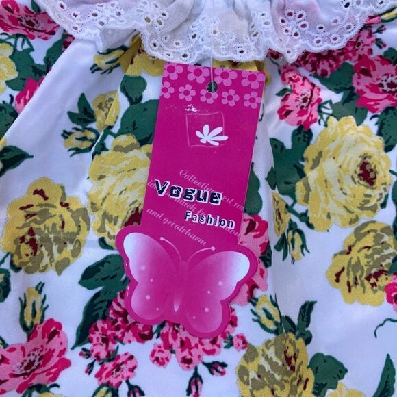 Amazon, Floral Satin Long Sleeve Bodysuit, Ruffle Neckline, Baby Girl NWT - Picture 3 of 5
